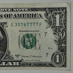 Quad Note+5 of a Kind $1 Dollar Bill 30767777 Fancy Serial No. (B252) SHIPS FREE